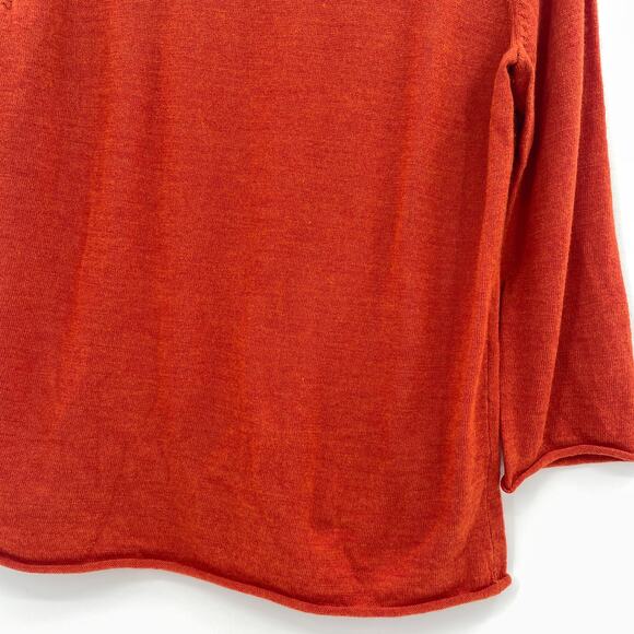 SARAH SPENCER Merino Wool Knit Sweater Top Size XL Rust Orange Turtle Cowl Neck - Picture 2 of 7